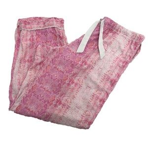 Victoria Secrets Soft Ribon Drawstring Pajama Pink Reptile Print Pants Size S